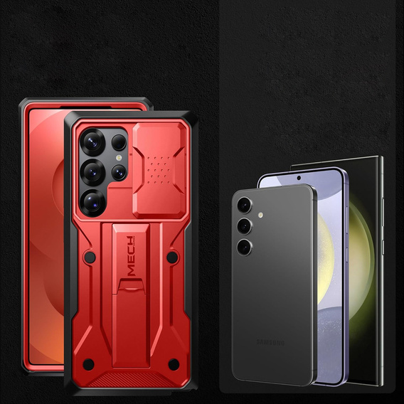 Etui do Samsung Galaxy S25 Ultra, Tongate MECH Series, Klips do paska, czerwone