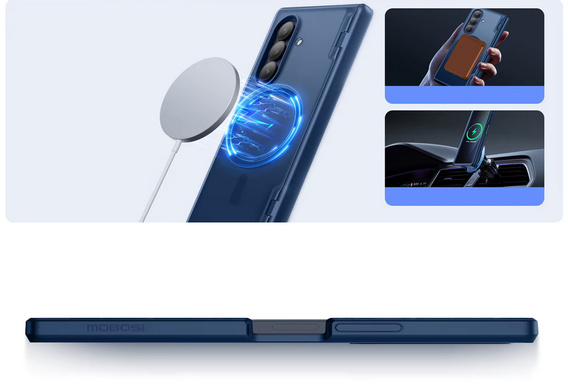 Etui do Samsung Galaxy Z Fold 7, Mobosi z ochroną zawiasów, niebieskie