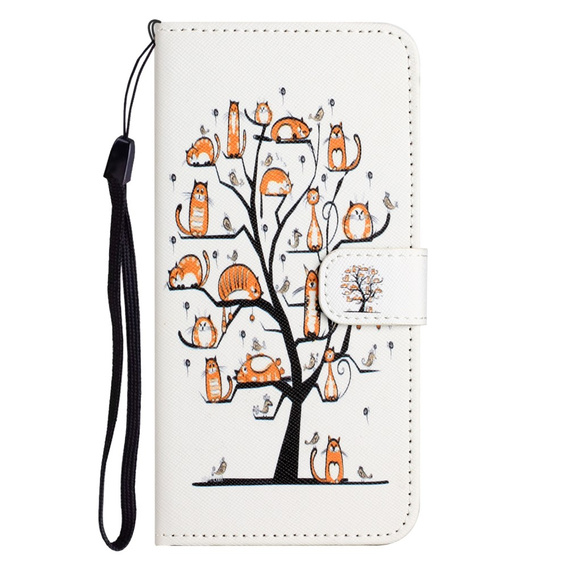 Etui z klapką do Motorola Moto G53 5G / G23 / G13, Wallet, Cats & Tree białe