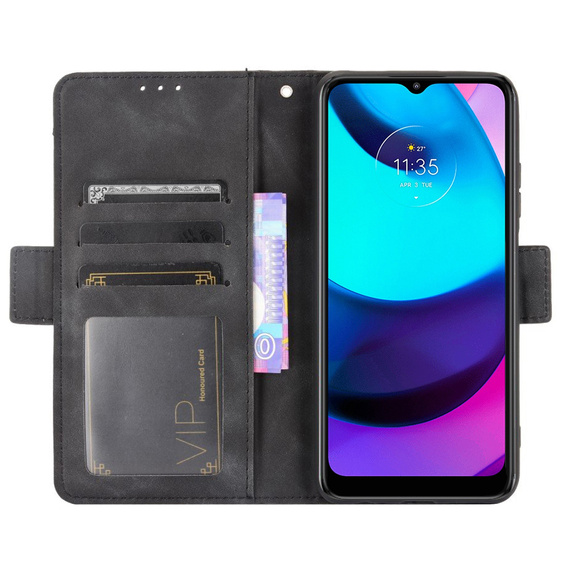 Etui z klapką do Motorola Moto E20/E30/E40, Card Slot, czarne