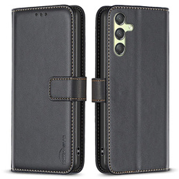 Etui z klapką do Samsung Galaxy A25 5G, BINFEN Wallet, czarne + szkło 9H