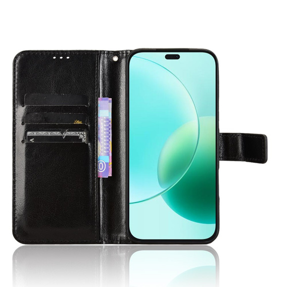 Etui z klapką do Honor 400 Lite, Crazy Horse Wallet, czarne
