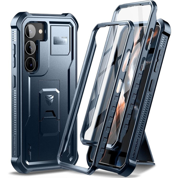 Etui pancerne do Samsung Galaxy S23, Dexnor Full Body (Two Frames), granatowe