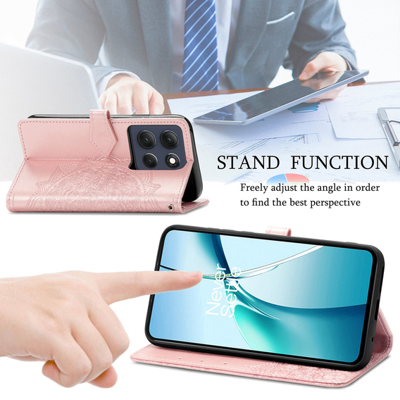 Etui portfelowe z motywem kwiatowym do Motorola Moto G86 5G – Różowe