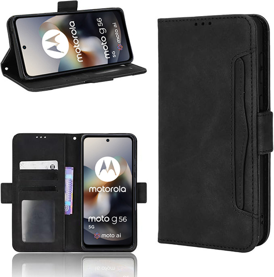 Etui z klapką do Motorola Moto G56 5G, Card Slot, czarne