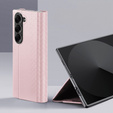 Etui Dux Ducis Bril Series do Samsung Galaxy Z Fold7 5G – różowe, skórzane, z funkcją podstawki