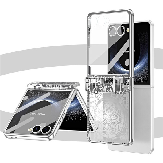 Etui do Samsung Galaxy Z Flip7 5G, Mechanical Legend, srebrne