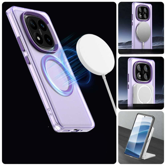 Etui do Xiaomi Redmi Note 14 Pro 5G / Poco X7 5G, Fusion Hybrid, do MagSafe, fioletowe