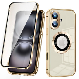 Etui do iPhone 16, Dual Glass, do Magsafe, złote