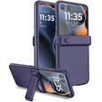 Etui do Motorola Razr 60 Ultra, PC Case, ze szkłem i podstawką, granatowe