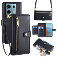 Etui z klapką do Xiaomi Redmi Note 13 Pro 5G, Wallet Zipper Pocket, czarne