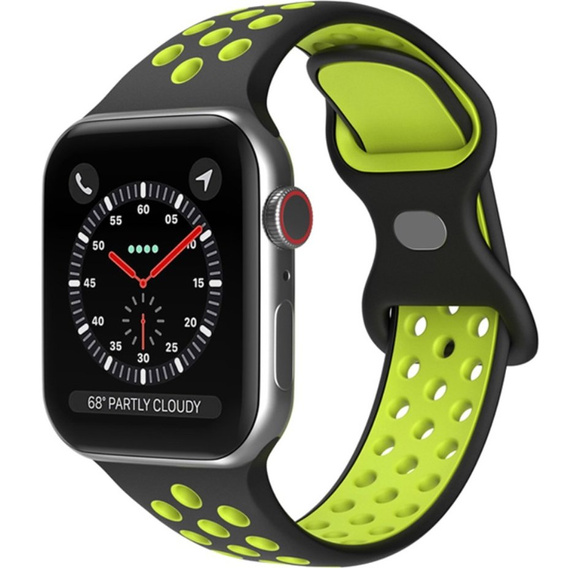 Pasek Silikonowy do Apple Watch 1/2/3/4/5/6/7/8/9/10/SE/ULTRA 42/44/45/46/49MM, Czarny/Zielony