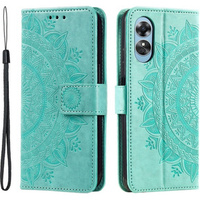 Etui z klapką do Oppo A17, Mandala, zielone