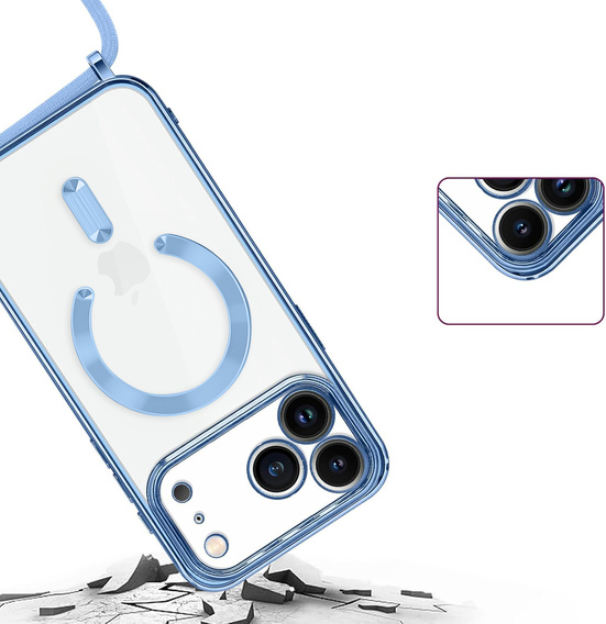 Etui do iPhone 17 Pro, Electro MagSafe, niebieskie + Smycz