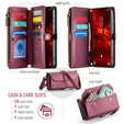 Etui CASEME do Samsung Galaxy S25 FE, RFID Leather Wallet, z paskiem na ramię, czerwone