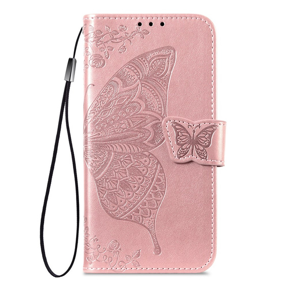 Etui z klapką do Oppo A6 Pro 5G, Butterfly, różowe
