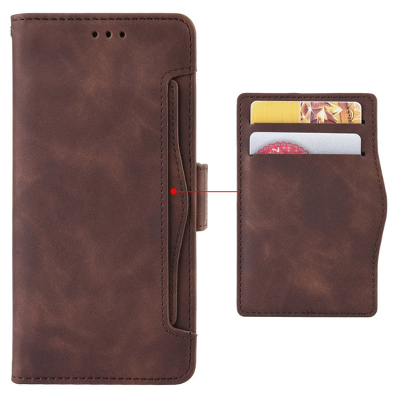 Etui z klapką do Xiaomi Redmi Note 13 Pro+, Card Slot, brązowe