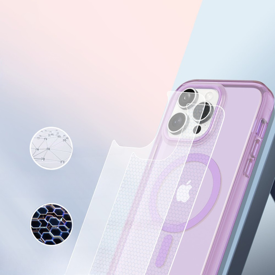 Etui do iPhone 16 Pro Max, Shockproof Hybrid, z folią na ekran, do MagSafe, fioletowe