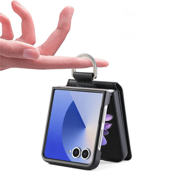 Etui z miejscem na karty i ringiem do Samsung Galaxy Z Flip7 – czarne