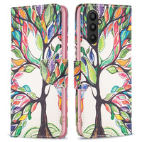 Etui z klapką do Samsung Galaxy A25 5G , Wallet, tree of life, białe + szkło 9H