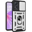 Etui pancerne do Oppo A78 5G, CamShield Slide, srebrne