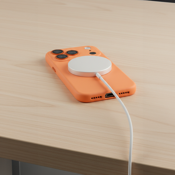 Etui do iPhone 17 Pro Max, do MagSafe, ze szkłem na aparat – pomarańczowe