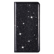 Etui z klapką do iPhone 16E, Card Slot Glittery, czarne