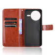 Etui z klapką do Xiaomi Poco F7 Pro, Crazy Horse Wallet, brązowe
