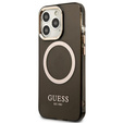 Etui GUESS do iPhone 13 Pro, Gold Outline Translucent MagSafe, czarne