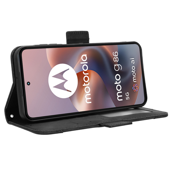 Etui z klapką do Motorola Moto G86 Power 5G, Card Slot, czarne