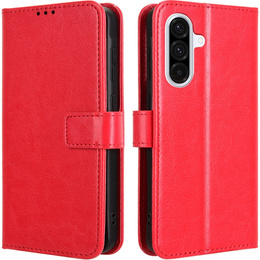 Etui z klapką do Samsung Galaxy A36 5G, Crazy Horse Wallet, czerwone