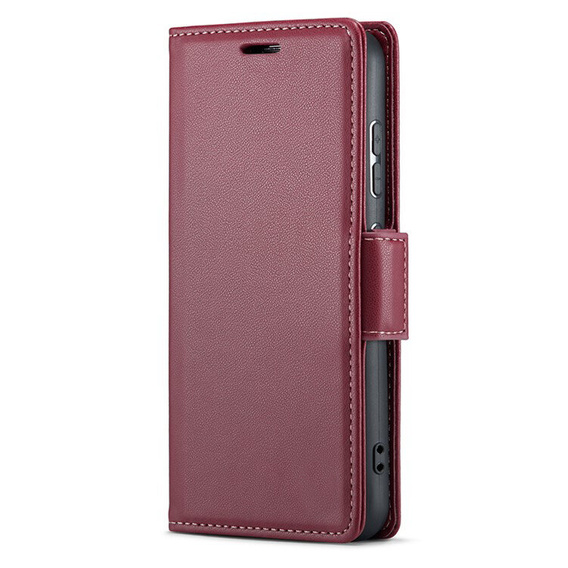 Etui do Samsung Galaxy A15 4G / 5G, ERBORD Glossy Litchi, portfel z klapką, czerwone + Szkło Hartowane 9H