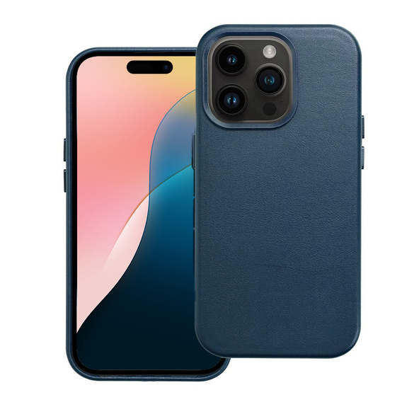 Skórzane Etui do MagSafe do iPhone 16 Pro Max, niebieskie + Szkło Hartowane 9H