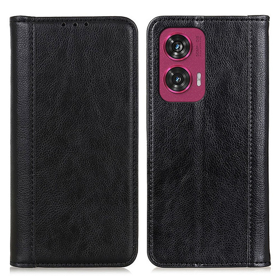 Etui z klapką do Motorola Edge 50 Fusion 5G, Split Leather, czarne