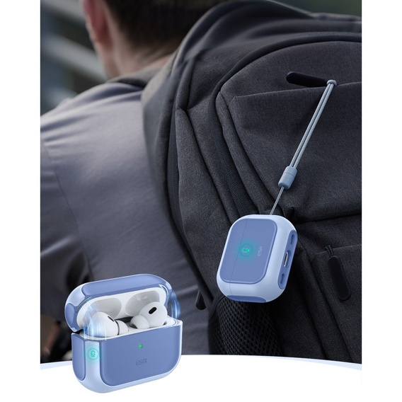 ESR Etui na słuchawki Airpods Pro 3, Orbit Halolock MagSafe, powder blue
