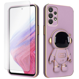 Zestaw Etui Electro do Samsung Galaxy A53 5G, Astronauta, Fioletowe + szkło
