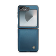 Etui do Samsung Galaxy Z Flip7, CASEME Litchi Leather, niebieskie