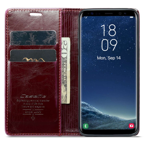 Etui z klapką CASEME do Samsung Galaxy S8, Waxy Textured, czerwone