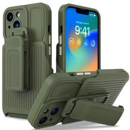 Pancerne Etui Belt Clip do iPhone 14, z klipsem, zielone