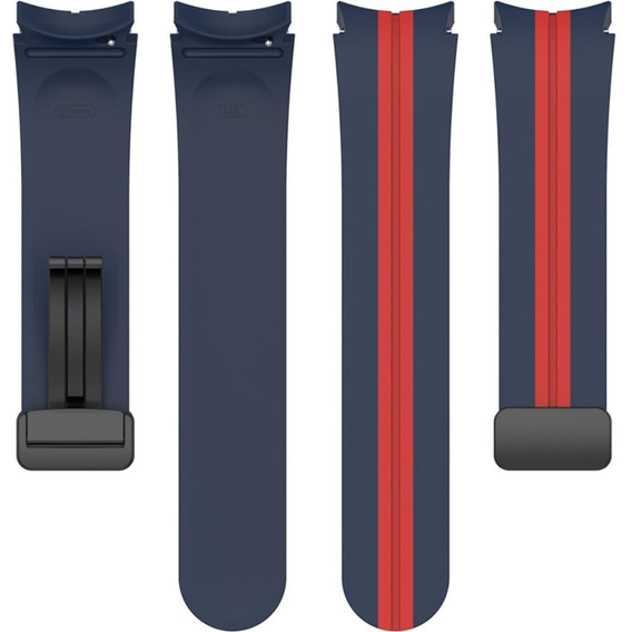 Pasek Silikonowy do Samsung Galaxy Watch 4/5/6/7/FE 40/42/43/44/45/46/47mm, Granatowy / Czerwony