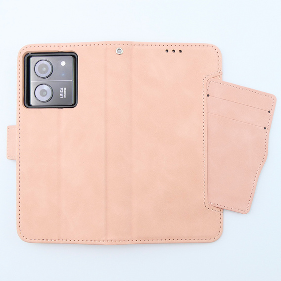 Etui z klapką do Xiaomi 13T / 13T Pro, Card Slot, różowe