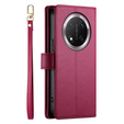 Etui z klapką do Honor Magic 7 Lite, Wallet Zipper Pocket, czerwone
