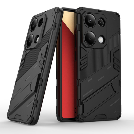 Etui do Xiaomi Redmi Note 13 Pro 4G / Xiaomi Redmi Note 14S / Xiaomi Poco M6 Pro 4G, Military kickstand, czarne