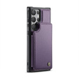 Etui z klapką CASEME do Samsung Galaxy S25 Ultra, Litchi Wallet, fioletowe