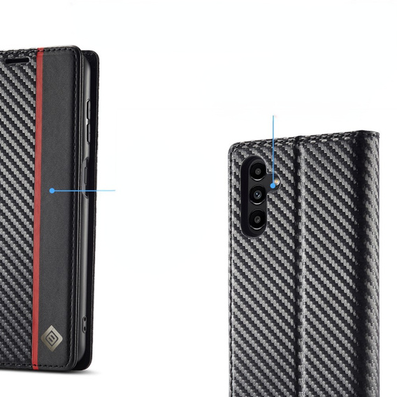 Etui z klapką do Samsung Galaxy A56 5G, Carbon LC.IMEEKE, czarne