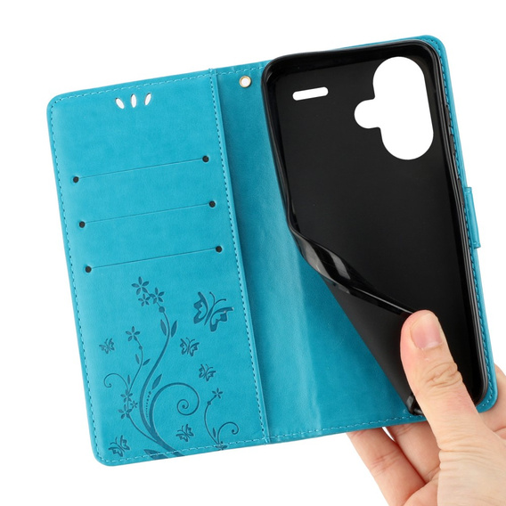 Etui z klapką do Xiaomi Redmi Note 13 Pro+, Butterfly, niebieskie