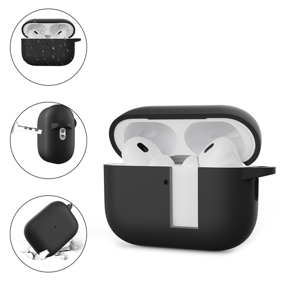 Etui silikonowe do AirPods Pro 3 z karabińczykiem, czarne