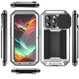 Etui do iPhone 15 Pro Max, R-JUST CamShield Slide, pancerne, srebrne / czarne