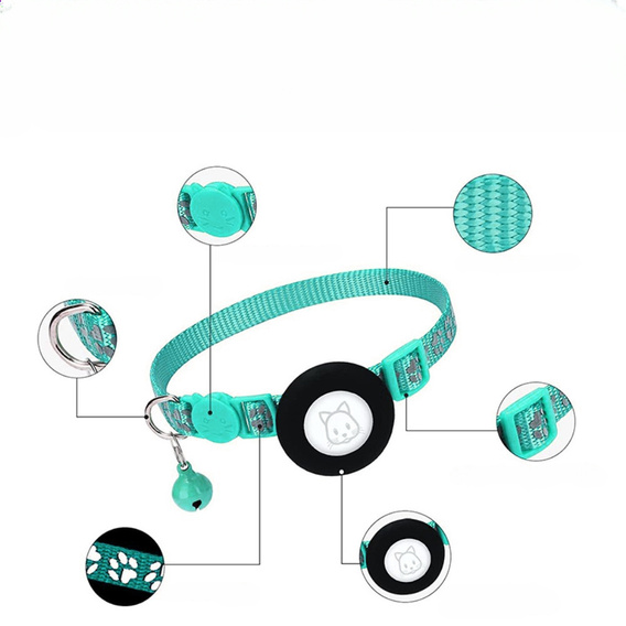Etui Obroża nylonowa z dzwoneczkiem do Apple AirTag, Zielona