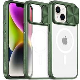 Etui do iPhone 14, Slide Camera Magsafe, zielone